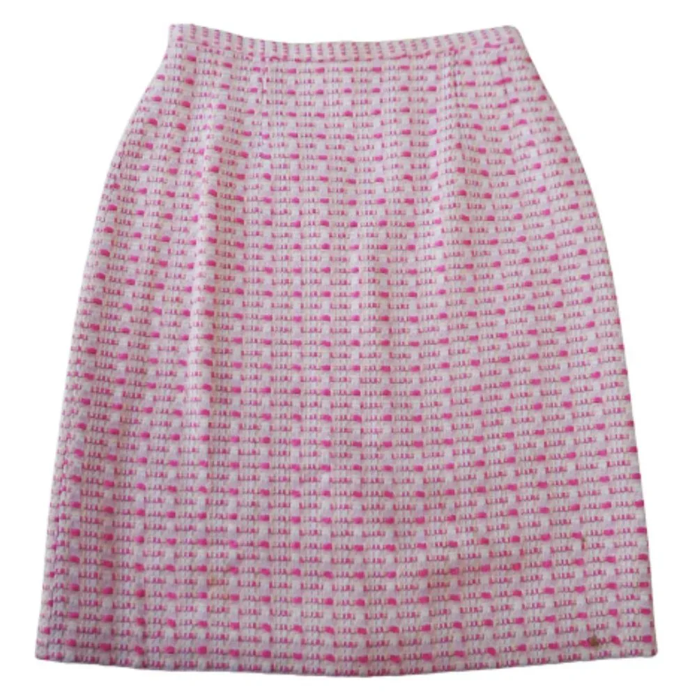 Vintage JG Hook 2pc Skirt Suit Set Pink 3D Tweed Floral Etched Buttons Lined - Picture 8 of 12